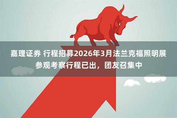 嘉理证券 行程招募2026年3月法兰克福照明展参观考察行程已出，团友召集中